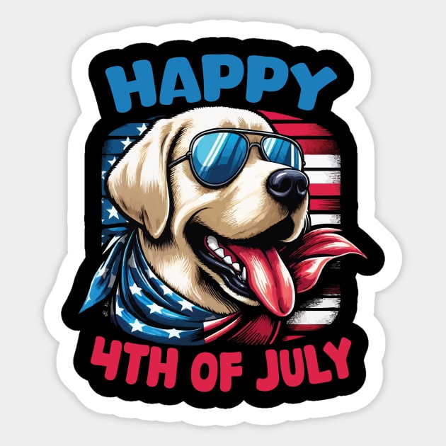 Happy 4th of July Patriotic American Labrador Retriever Sticker by JUST PINK